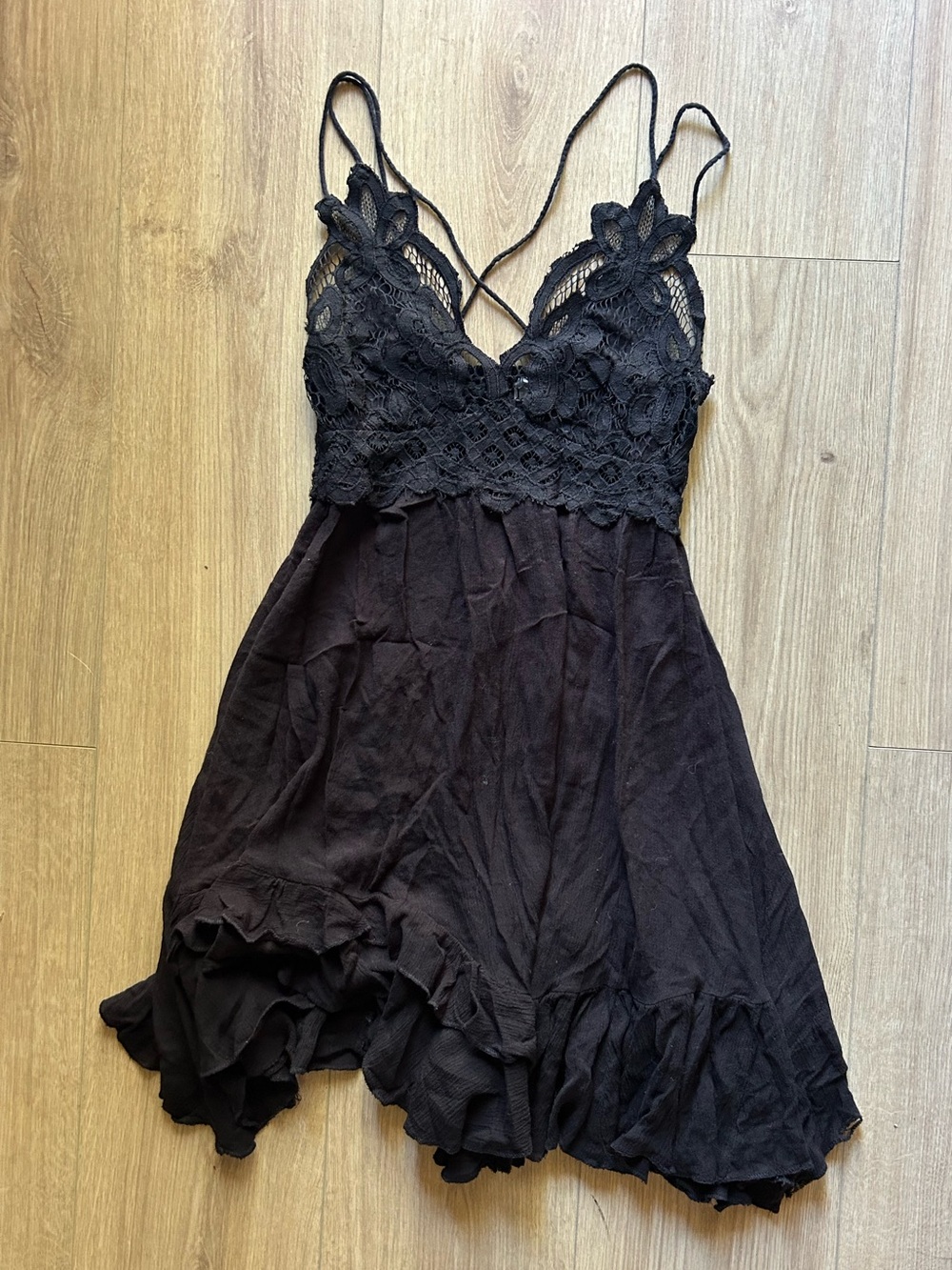 Free People Black Adella Mini Dress